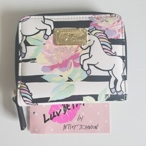 Betsey Johnson Striped Unicorn Bi-Fold Wallet NWT